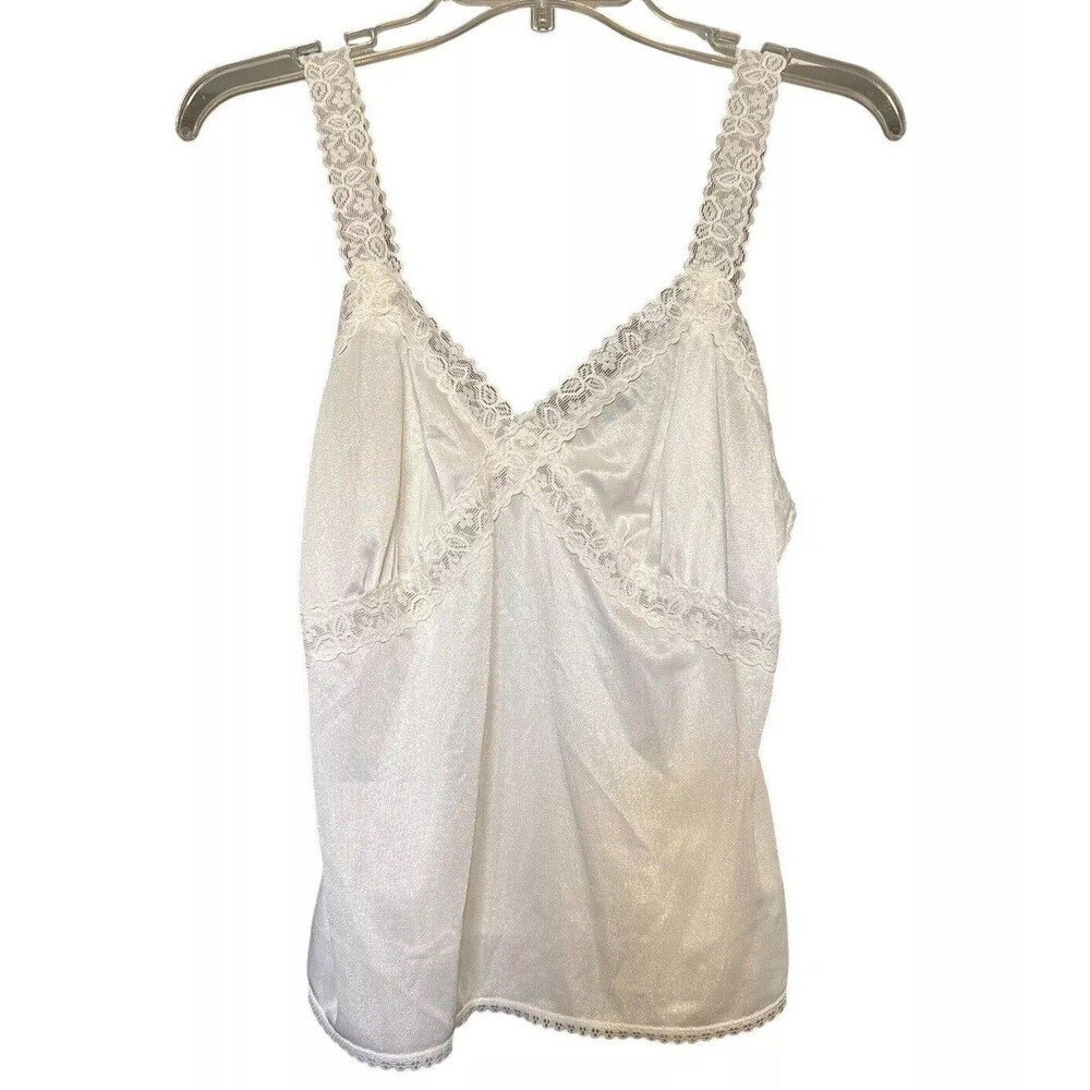 Vintage Lace Babydoll Cami Slip Top Sz M‎ White Cottagecore USA Y2K Fairy